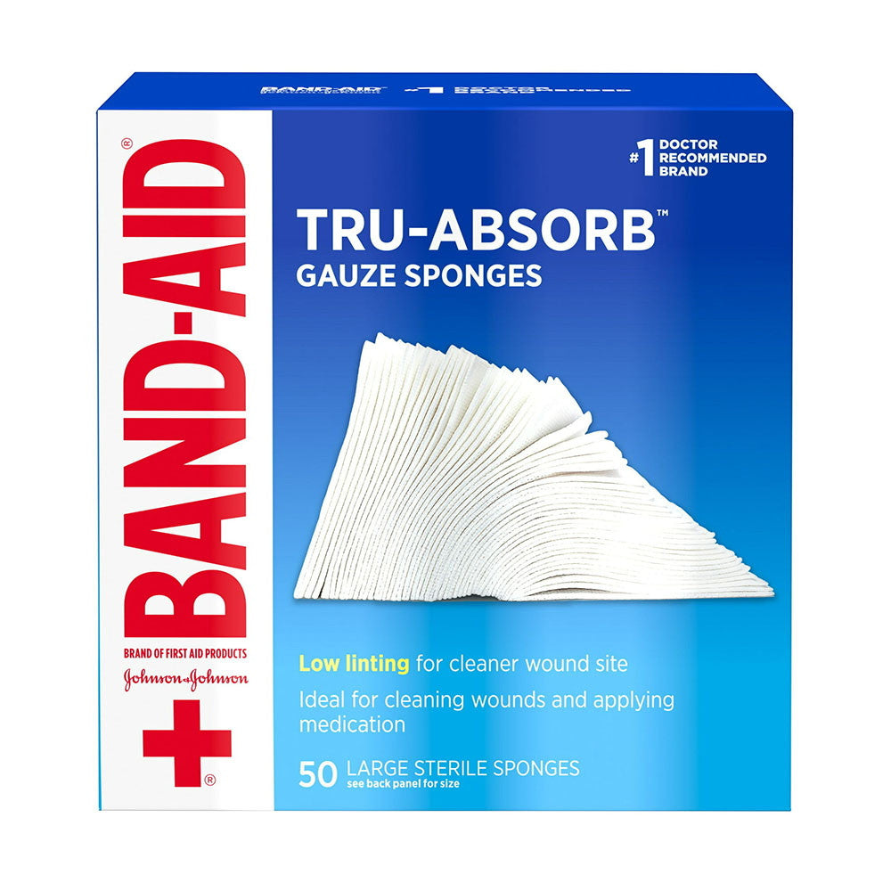 Band Aid Mirasorb Gauze Sponges, Large 4 Inch X 4 Inch, 50 Ea